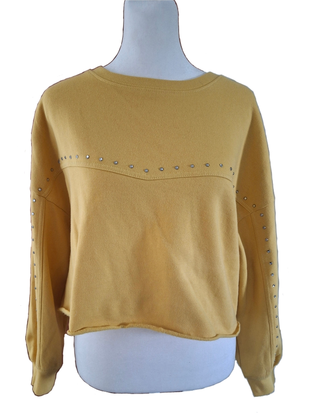 Studded Mustard Yellow Crewneck Sweatshirt